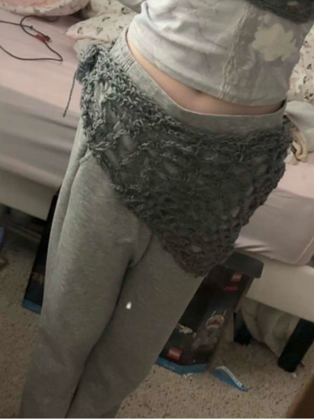 Handmade Crocheted Layering hip wrap! In grey